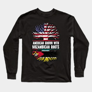 American Grown with Mozambican Roots USA Flag Long Sleeve T-Shirt